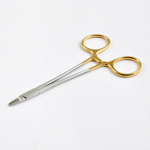 Ryder Needle Holder - Straight jaws w/Smooth TC inserts, Ring Handle, w/Ratchet, Stainless Steel, 6'